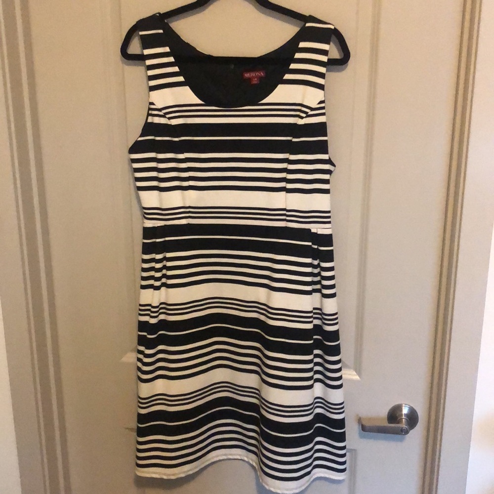 Merona Fit and Flare Black and White Stripe Dress